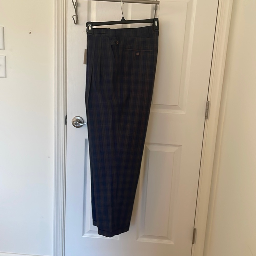 Bogner 34 L mens pleated plaid pants vintage NWT
